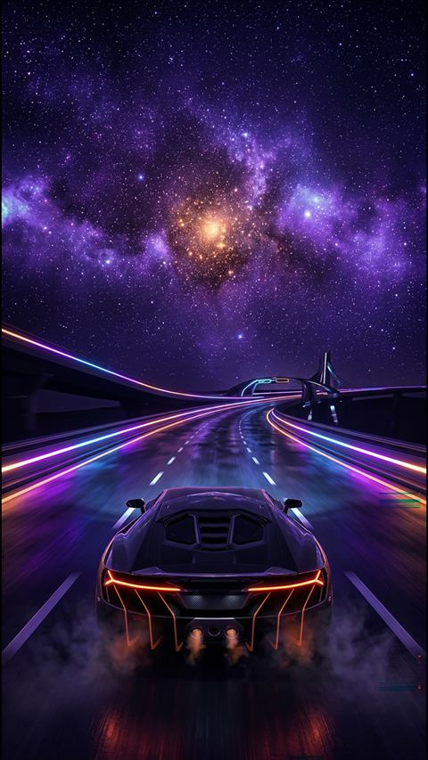 Cosmic highway under a violet galaxy